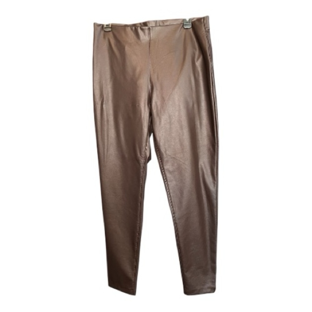 EUC Vince Camuto dark brown faux leather pull-on pants | size M